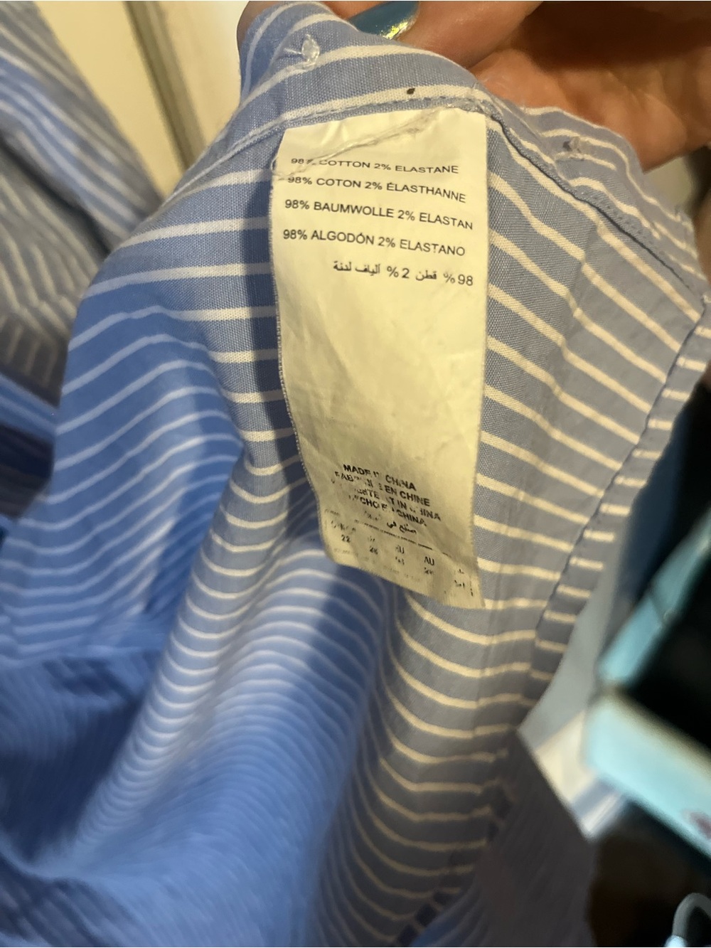 Size 22, Love & Legend Blue Striped Button-Up Shirt with Floral Embroidery - Picture 8 of 15